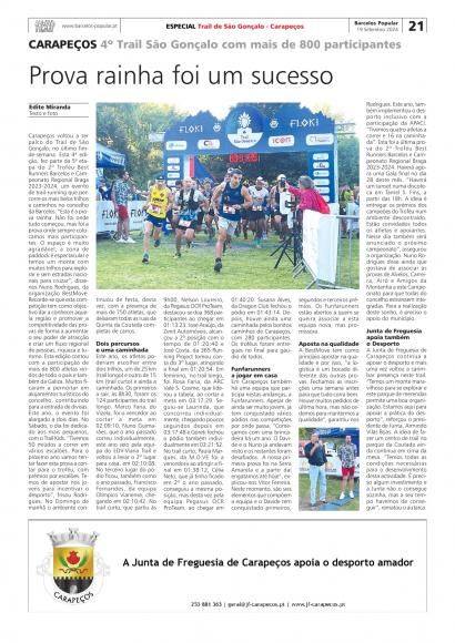 Notícias da nossa Freguesia no Barcelos Popular.  4º Trail São Gonçalo Carapeços